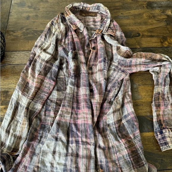 Nu Vintage Plaid Shirt EUC size Large Soft Flannel Distressed - Picture 3 of 6